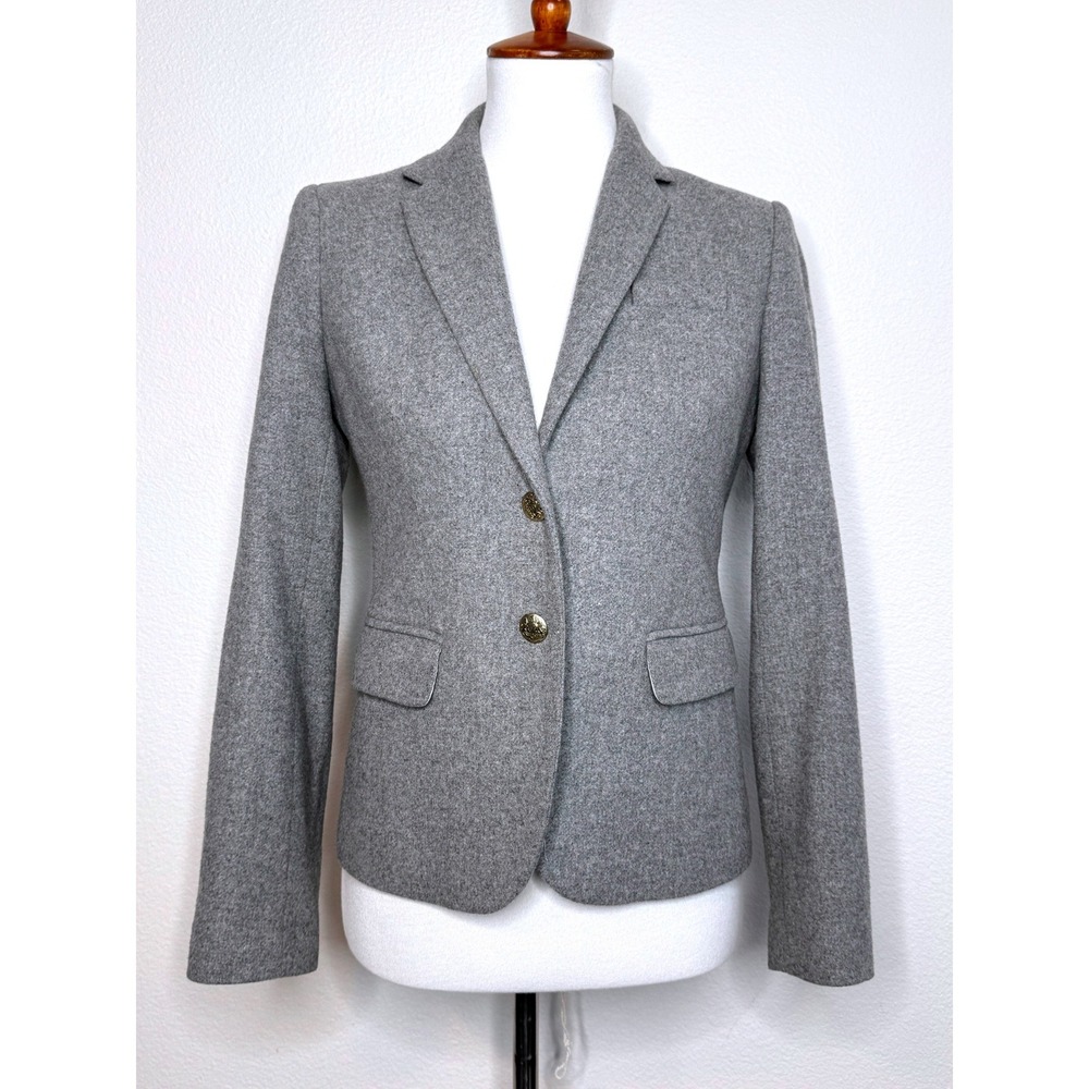 J. CREW MERCANTILE Schoolboy Wool Blend Blazer 2 Gray Pockets Preppy Careerwear